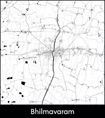 Bhilmavaram city map, India - Topographic vector map poster