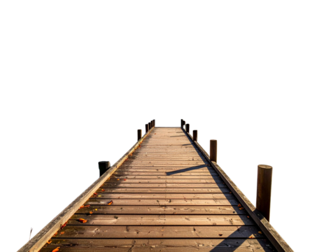 A serene wooden dock by a tranquil lake surrounded by autumn foliage and misty mounta - Powered by Adobe