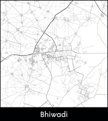 Obraz premium Bhiwadi city map, India - Topographic vector map poster