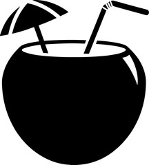Coconut Drink Silhouette Vector Tropical Summer Beverage Icon