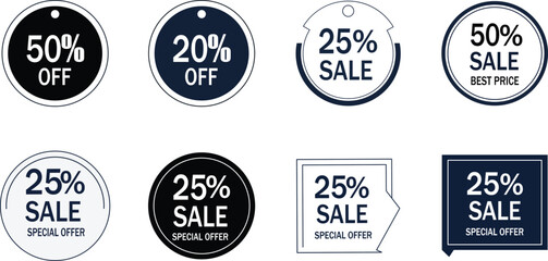 Discount sale tags and special offer labels for shopping and marketing design

