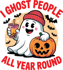 Halloween T-Shirt Design | Spooky Ghost, Pumpkin, Bat & Haunted Typography