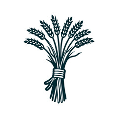 Sheaf of Wheat Icon, Harvest Symbol Rice Harvest Festival Golden sheaf of rice stalks tied with a woven ribbon