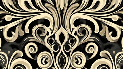 Elegant Abstract Swirling Pattern in Beige and Black Tones Design