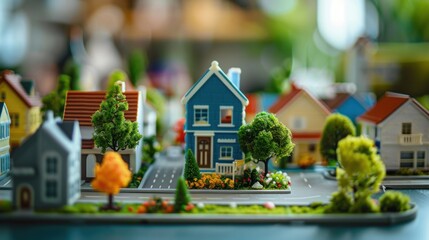 autum scene of some plastic little houses