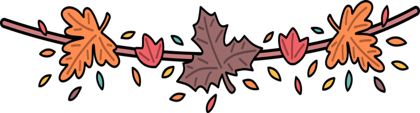 Autumn Leaves Branch Decoration Banner Illustration