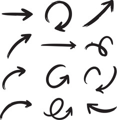 Super set different hand drawn element. collection of arrows, crowns, circles, doodles on white background. graphic
