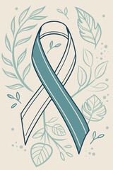 Naklejka premium Awareness Ribbon Symbolizing Support for a Cause with Natural Elements and Gentle Colors