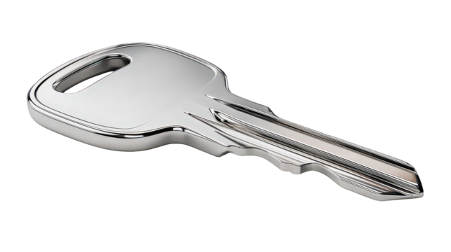 Metallic Key Isolated On Transparent Background