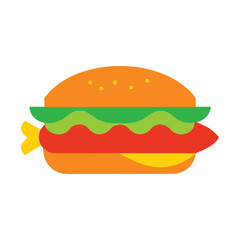 Whimsical fish sandwich art simple flat color design delicious fast food concept