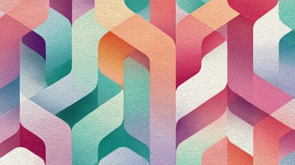 Naklejka premium Geometric Art: A visually captivating display of interconnected shapes, showcasing an array of pastel color gradients.