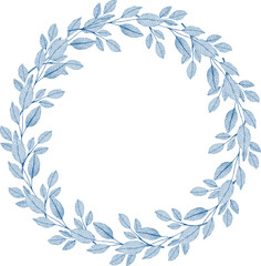 Blue Leaves Watercolor Illustration