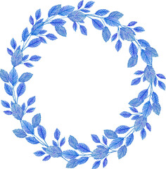 Blue Leaves Watercolor Illustration