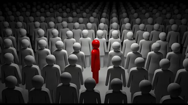 Conceptual depiction of individuality and difference within a crowd