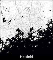 Helsinki city map, Finland - Topographic vector map poster