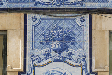 detail of The god Mercury, azulejos panel in Beja, Alentejo, Portugal