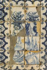 old azulejos in the gardens of the former convent of São Francisco in the town of Beja in Alentejo, Portugal