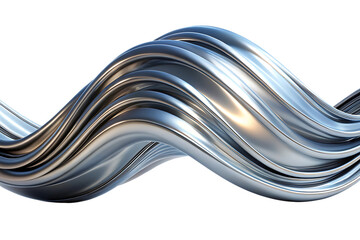 Abstract Swirling Metallic Silver Wave on cutout png isolated on a transparent background