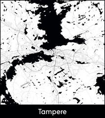 Tampere city map, Finland - Topographic vector map poster