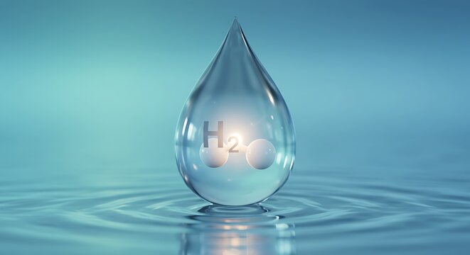Water droplet illustration with the h 2 o molecular formula concept