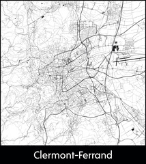 Fototapeta premium Clermont Ferrand city map, France - Topographic vector map poster