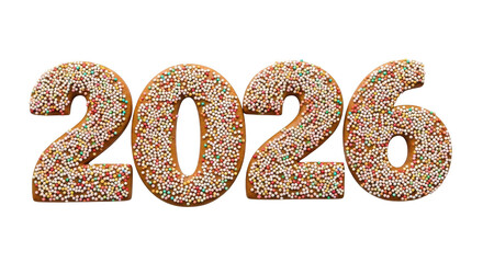 Year 2026 textured numbers graphic abstract digit design isolated on transparent background