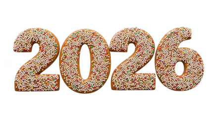 Year 2026 textured numbers graphic abstract digit design isolated on transparent background