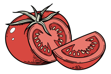 red tomato on white background