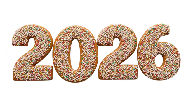 Year 2026 textured numbers graphic abstract digit design isolated on transparent background