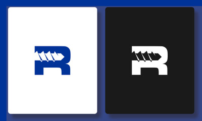 Letter R Drill Negative Space Logo