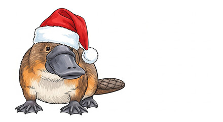 Platypus wearing Santa hat for Christmas celebration  