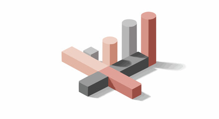 Fototapeta premium Conceptual 3D bar graph visualization representing intertwined business analytics, financial statistics, market trends, and data interdependence in a modern, abstract style
