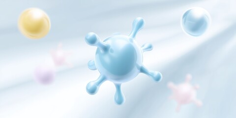 Colorful abstract illustration of floating spheres in a soft gradient background, showcasing a sense of motion and fluidity, ideal for modern design projects and creative concepts