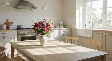 Kitchen interior sunlight bouquet