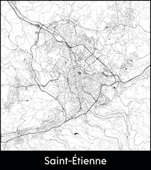 Saint etienne city map, France - Topographic vector map poster