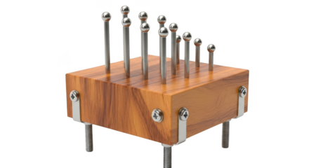 Scientific perpetual motion device demonstrates energy physics principles isolated on transparent background