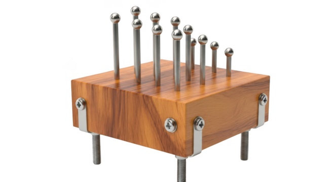 Scientific perpetual motion device demonstrates energy physics principles isolated on transparent background