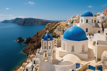 Obraz premium Breathtaking Santorini seaside architecture.