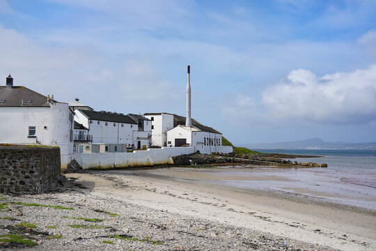 Bowmore, Islay, Scotland - May 14 2022: The Bowmore Scotch whisky distillery on the Isle of Islay. Bowmore is the oldest active distillery on the island.