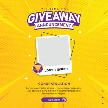 Giveaway winner announcement social media post banner template