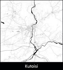 Kutaisi city map, Georgia - Topographic vector map poster