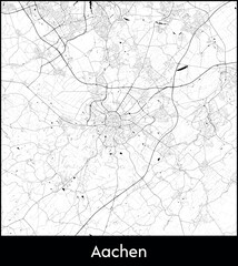 Aachen city map, Germany - Topographic vector map poster