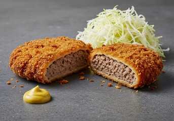 Crispy breaded minced meat cutlet
