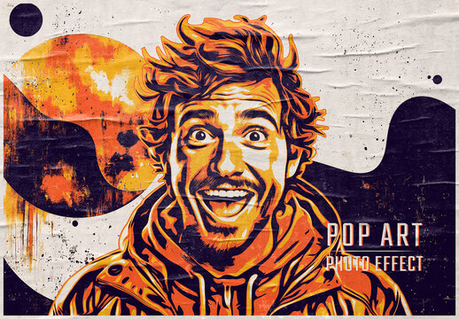 Vintage Pop Art Style Photo Effect Mockup