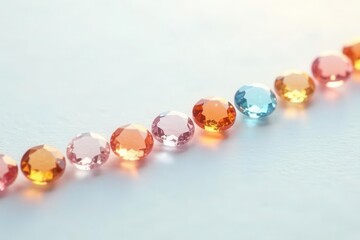 A Gentle Curve of Colorful Gems, Arranged in a Delicate Row on a Smooth Surface