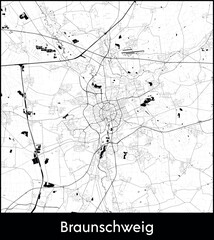 Braunschweig city map, Germany - Topographic vector map poster