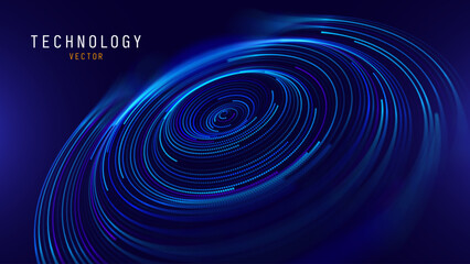 Cyber Big Data Flow Particles Tech Business or Science Background. Medical Research or Tech Innovation Online Webinar Presentation Event. Conference or Forum Vector Illustration Backdrop.