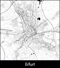 Erfurt city map, Germany - Topographic vector map poster