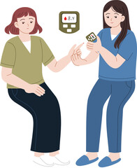 people checking blood sugar for diabetic patient