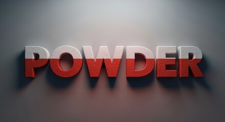 Textured Word 'powder' Red and White on Gray Background